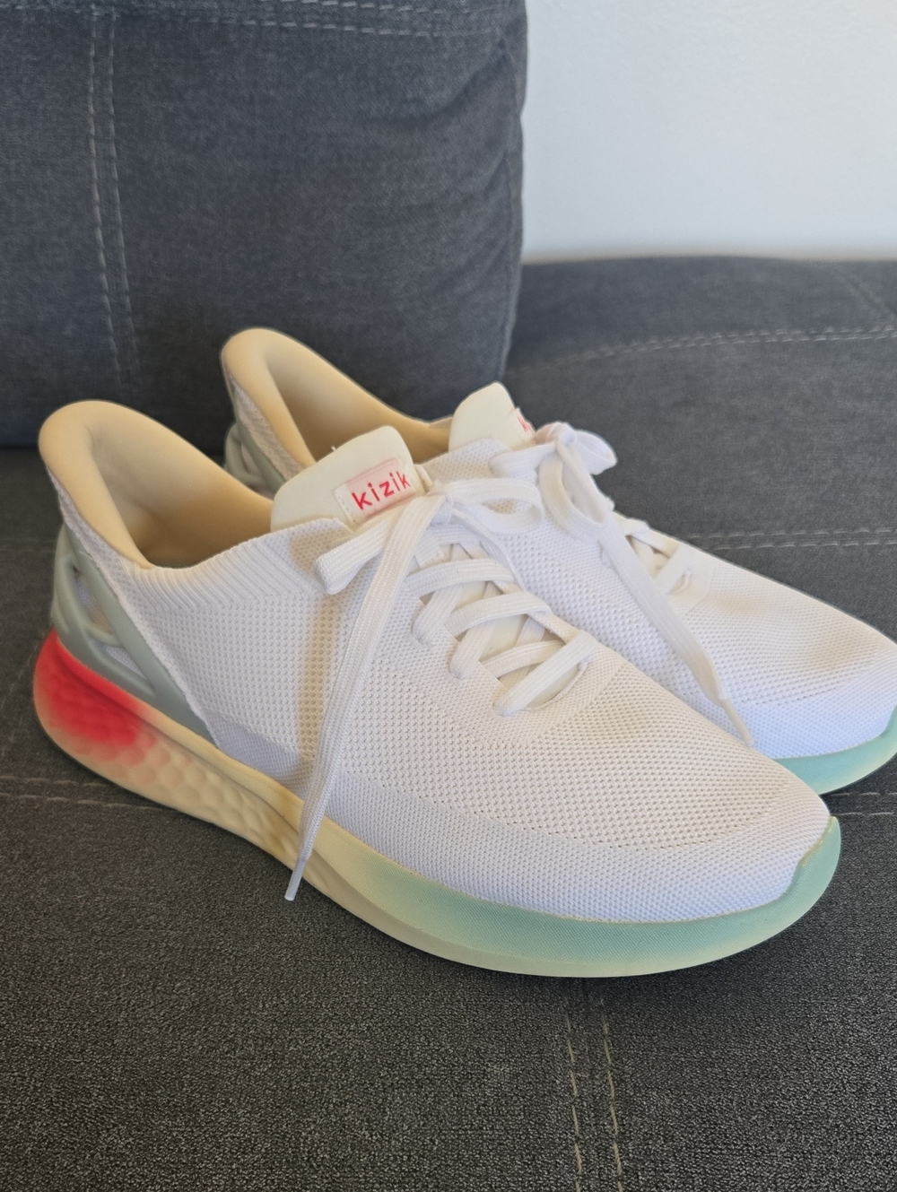 Kizik White Lightweight Slip-On Trainers with Gradient Sole